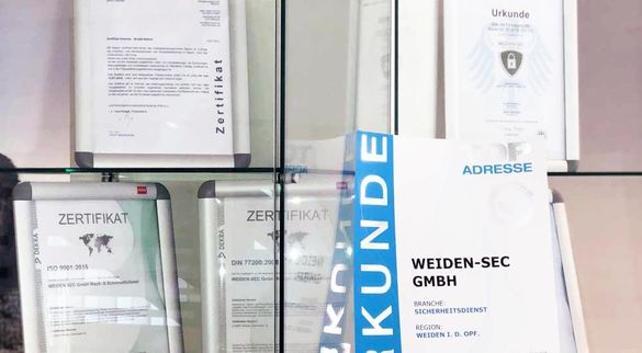 Leistungen, Weiden-Sec GmbH Wachdienst und Sicherheitsdienst, Zertifikate, DEKRA